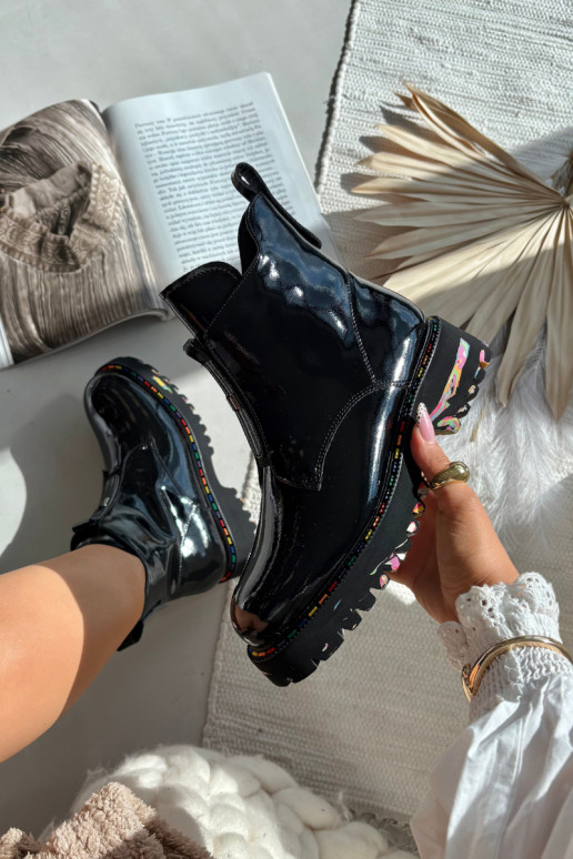 Pele com efeito verniz Botas femininas Artiker 57C0065 cor cinza