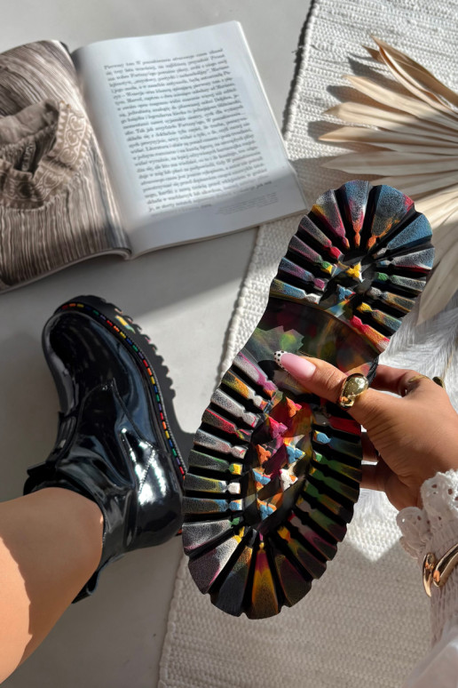 Pele com efeito verniz Botas femininas Artiker 57C0065 cor cinza