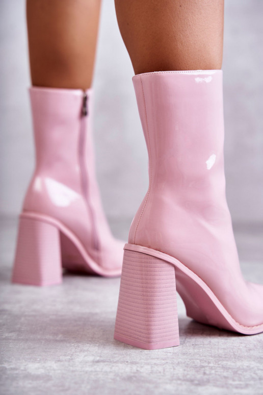 Feminino com efeito verniz Botas botas cor rosa Tem que serrgit