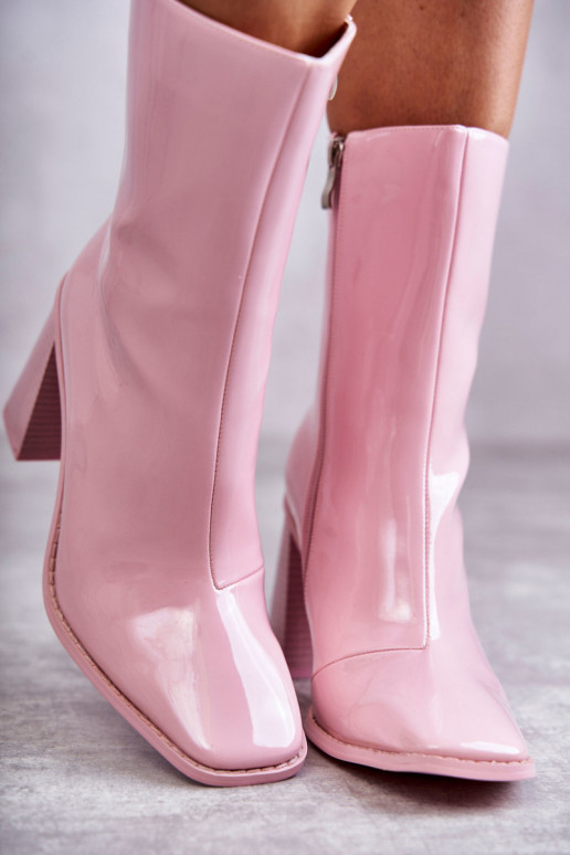 Feminino com efeito verniz Botas botas cor rosa Tem que serrgit
