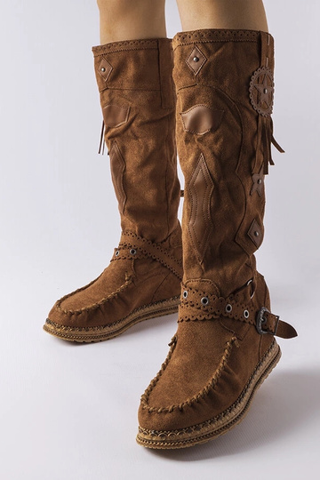 Botas de cano curto marrons estilo boho, Putignano