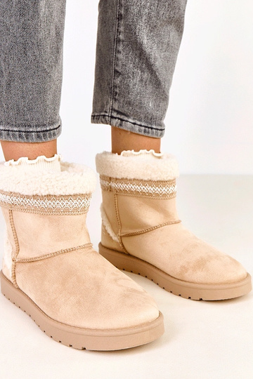 Botas de neve baixas cor areia decoradas com bordado, Sensila