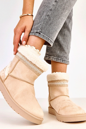 Botas de neve baixas cor areia decoradas com bordado, Sensila 2