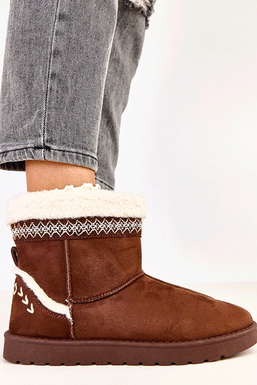 Botas de neve baixas marrons decoradas com bordado, Sensila