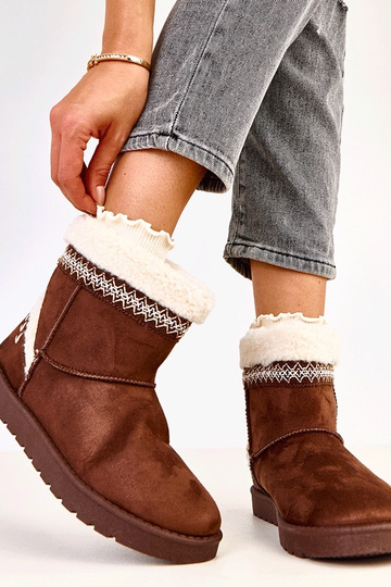Botas de neve baixas marrons decoradas com bordado, Sensila 2