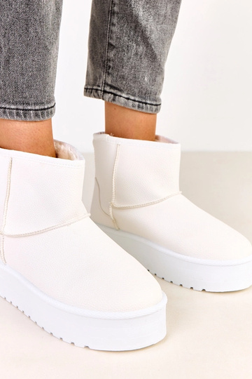 Botas de neve baixas brancas com plataforma em couro sintético, Reinol 2