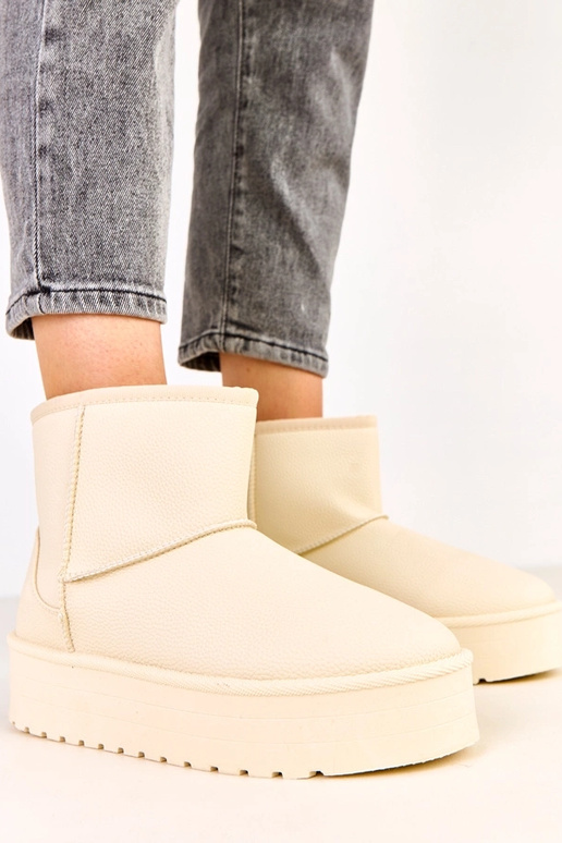 Botas de neve baixas cor areia com... Botas de neve baixas cor areia com...