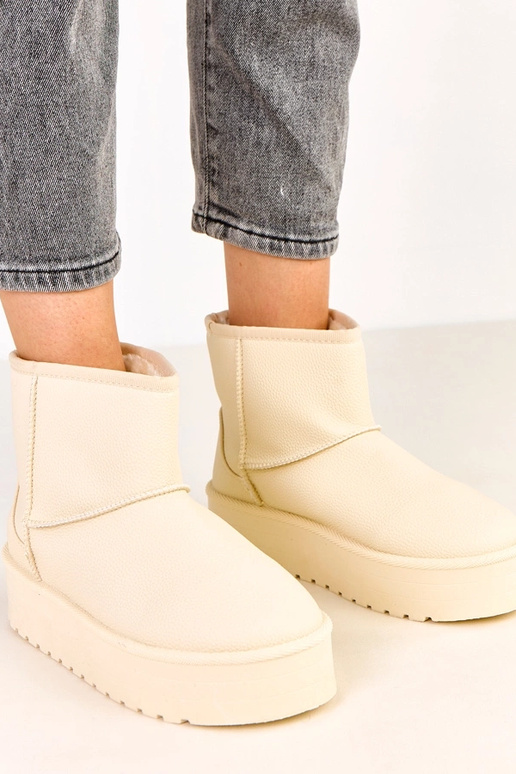 Botas de neve baixas cor areia com... Botas de neve baixas cor areia com...