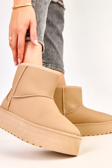 Botas de neve baixas marrons com plataforma em couro sintético, Reinol