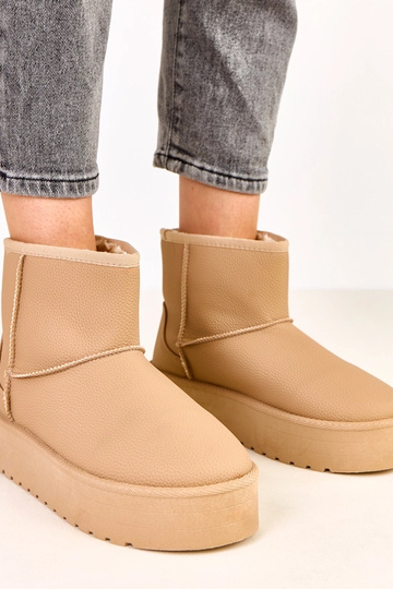 Botas de neve baixas marrons com plataforma em couro sintético, Reinol 2