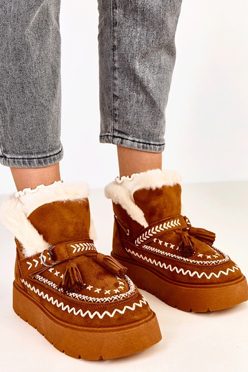 Botas de neve marrons com plataforma e franjas, Maurisa 2