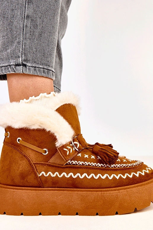 Botas de neve marrons com plataforma...