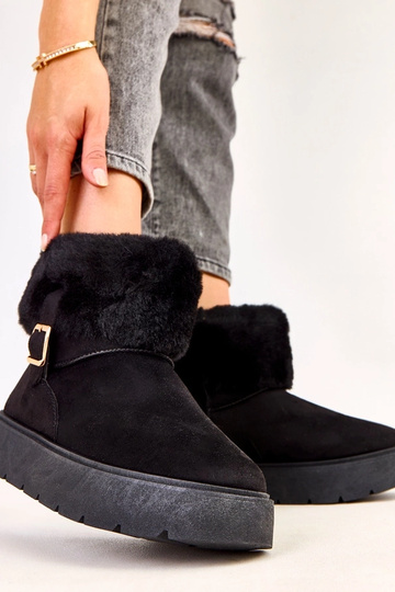 Botas de neve pretas com plataforma decoradas com fivela, Salini