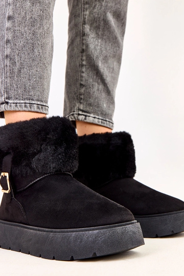 Botas de neve pretas com plataforma decoradas com fivela, Salini 2