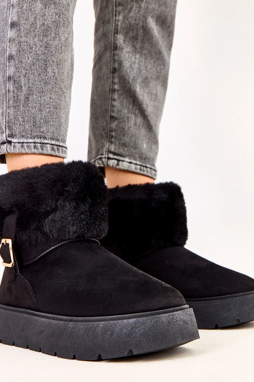 Botas de neve pretas com plataforma...