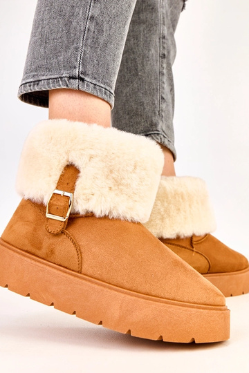 Botas de neve marrons com plataforma decoradas com fivela, Salini