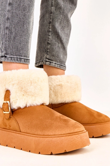 Botas de neve marrons com plataforma decoradas com fivela, Salini 2