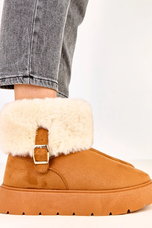 Botas de neve marrons com plataforma...