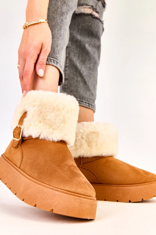 Botas de neve marrons com plataforma...