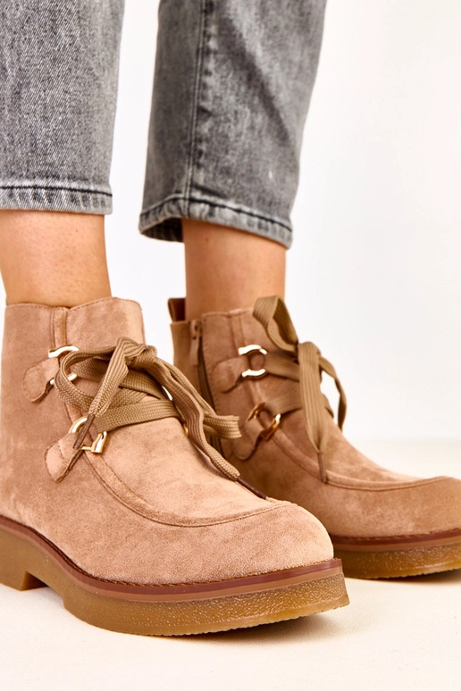 Botas de cano curto quentes cor areia...