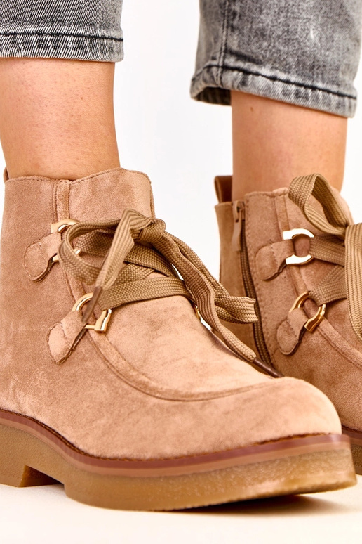 Botas de cano curto quentes cor areia...