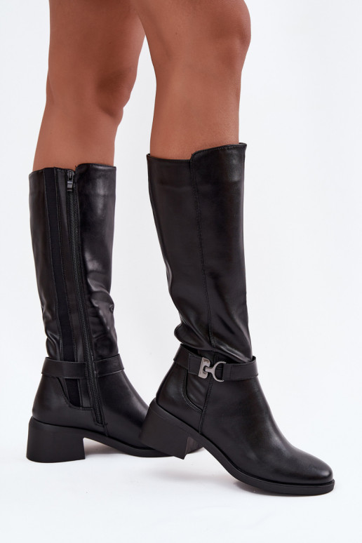 aquecimento botas femininas Klocke com alças Sergio Leone KZ25826 cor preta aquecimento botas femininas Klocke com alças Sergio Leone KZ25826 cor preta