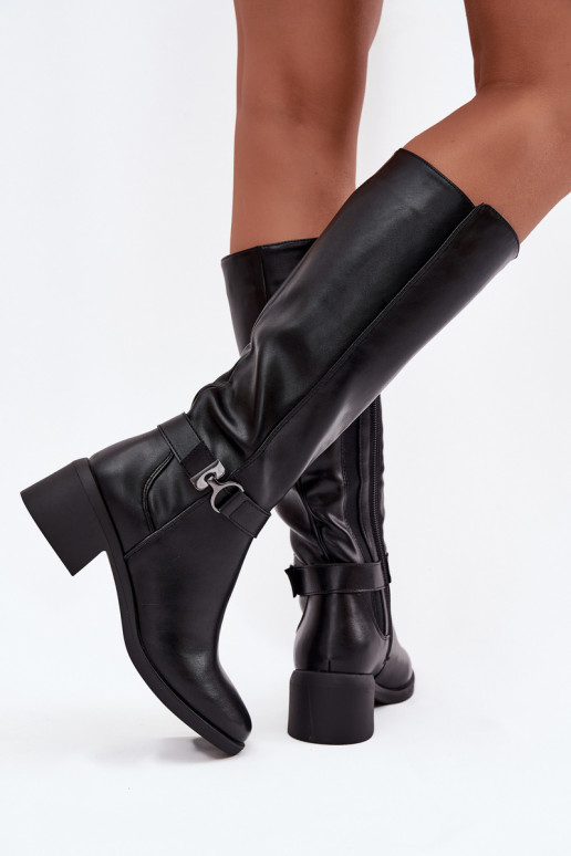 aquecimento botas femininas Klocke com alças Sergio Leone KZ25826 cor preta aquecimento botas femininas Klocke com alças Sergio Leone KZ25826 cor preta