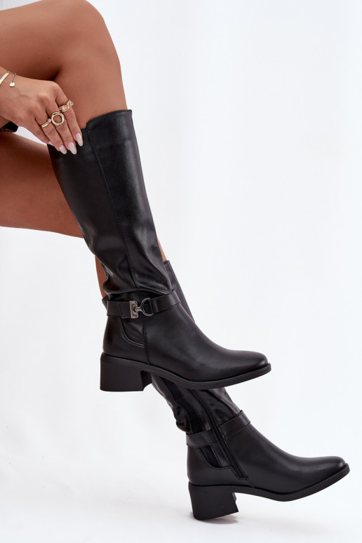 aquecimento botas femininas Klocke com alças Sergio Leone KZ25826 cor preta aquecimento botas femininas Klocke com alças Sergio Leone KZ25826 cor preta