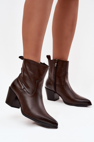Pele botas estilo coParaboy Feminino com salto aquecimento Zazoo 60565 CzekoladoParae 2