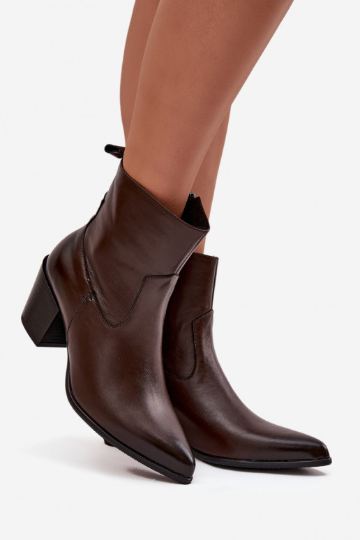 Pele botas estilo coParaboy Feminino com salto aquecimento Zazoo 60565 CzekoladoParae