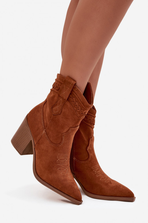 botas estilo coParaboy Feminino com salto cor marrom Jessa