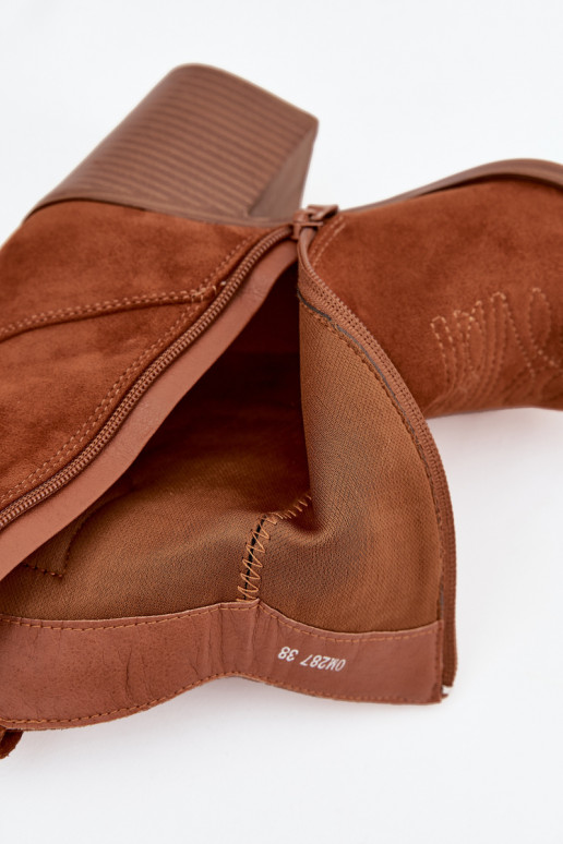 botas estilo coParaboy Feminino com salto cor marrom Jessa