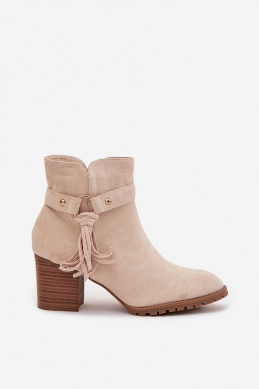 Botas femininas com franjas cor de marfim Rosabella