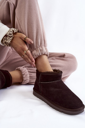 Botas femininas de neve de camurça baixas na cor marrom Shelie 2