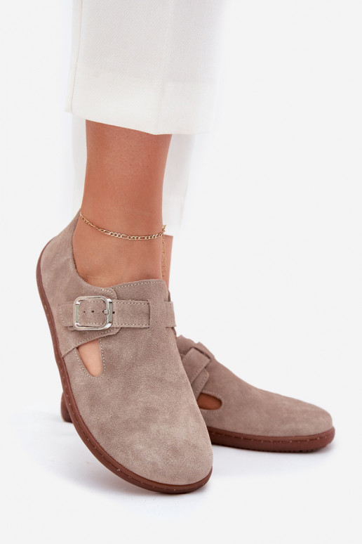 de camurça sapato Barefoot Feminino com fivelas Zazoo N1261 bege de camurça sapato Barefoot Feminino com fivelas Zazoo N1261 bege