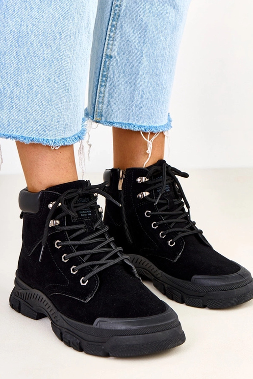 Botins femininos de camurça sintética...