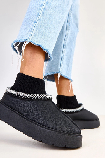 Botas de neve pretas com cano em forma de meia Melary