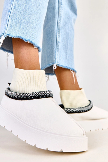 Botas de neve brancas com cano em forma de meia Melary