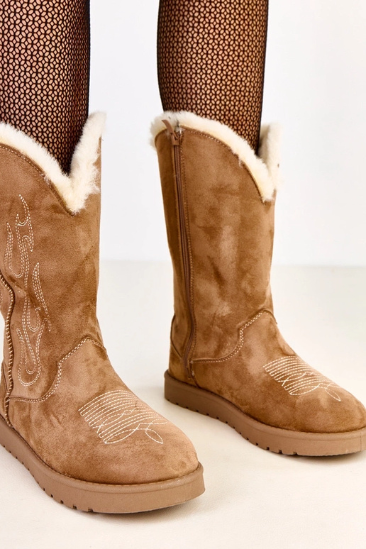 Botas de neve bege escuro com bordado... Botas de neve bege escuro com bordado...