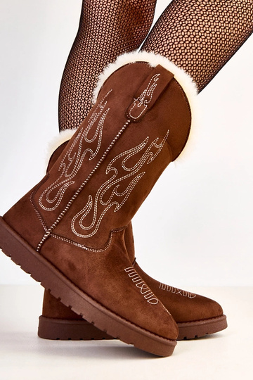 Botas de neve marrons com bordado no cano Darena 2