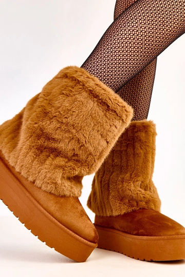 Botas de neve marrons com plataforma e cano de pelúcia Leda 2