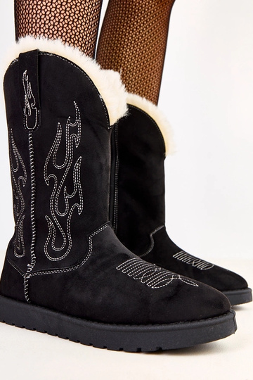 Botas de neve pretas com bordado no cano Darena 2