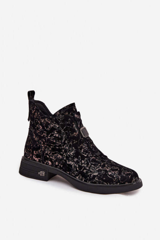 BotasHabilitadoturalnego de camurçau De salto baixo D&A CR52-713 preto e marrom