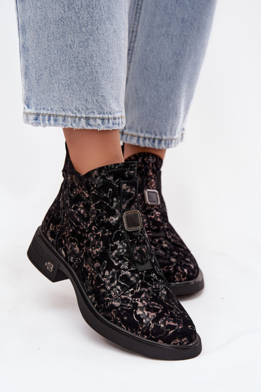 BotasHabilitadoturalnego de camurçau De salto baixo D&A CR52-713 preto e marrom