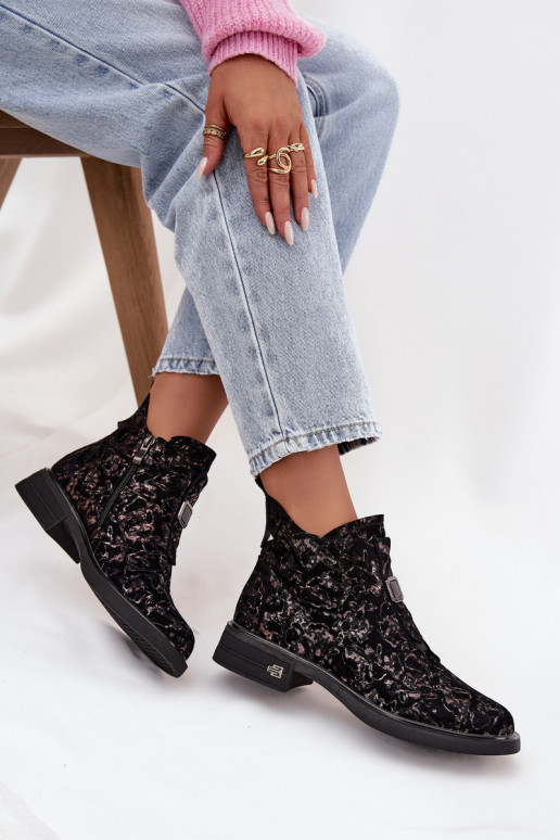 BotasHabilitadoturalnego de camurçau De salto baixo D&A CR52-713 preto e marrom