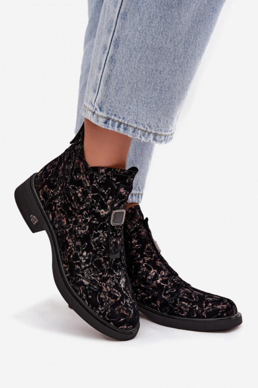 BotasHabilitadoturalnego de camurçau De salto baixo D&A CR52-713 preto e marrom