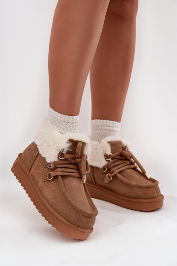 Botas de neve femininas em camurça natural D.Franklin DFSH375006 na cor marrom 2
