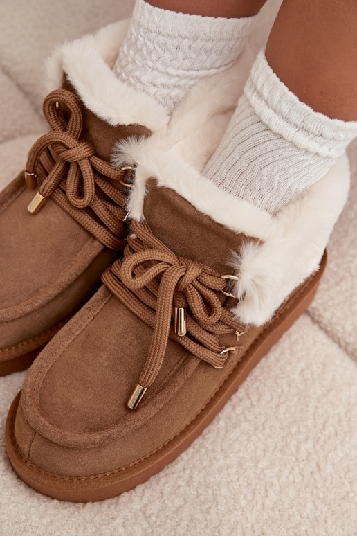 Botas de neve FemininoHabilitadoturalnego de camurçau D.Franklin DFSH375006 cor marrom