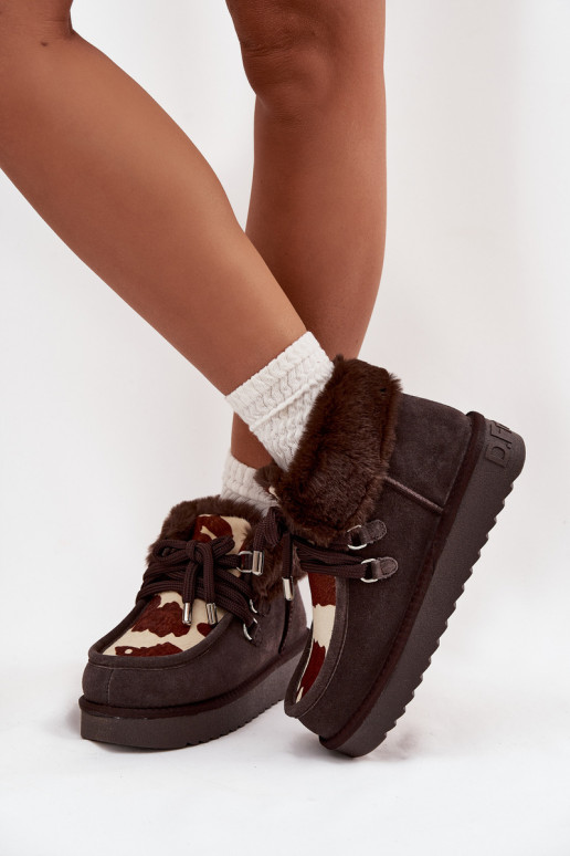 Botas de neve FemininoHabilitadoturalnego de camurçau Łaty D.Franklin DFSH375008 CzekoladoParae