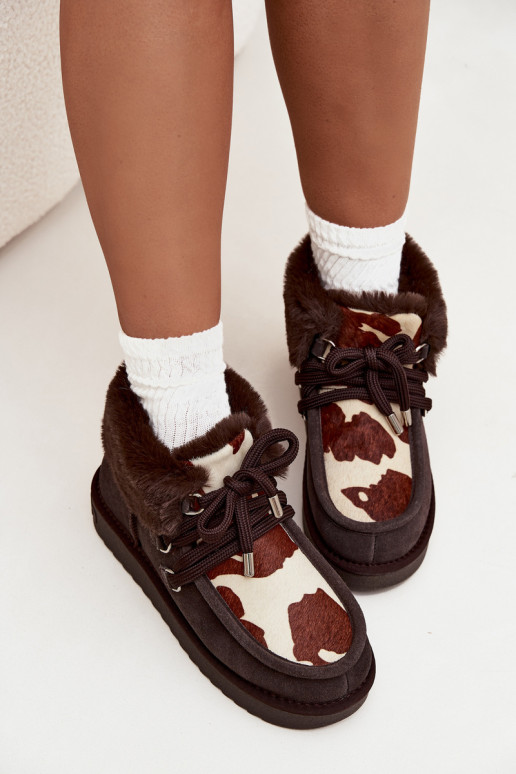 Botas de neve FemininoHabilitadoturalnego de camurçau Łaty D.Franklin DFSH375008 CzekoladoParae